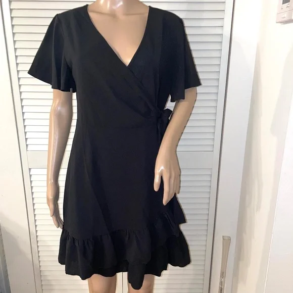 Summer Women Short Sleeve V Neck Casual Short Ruffle Dresses - Picture 5 of 16